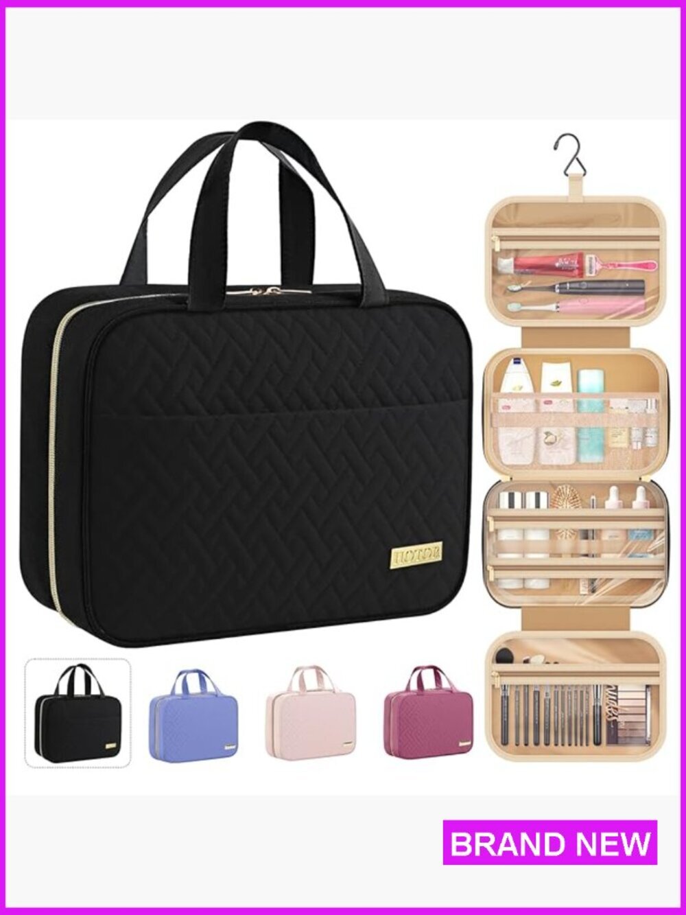 Hanging Toiletry Bag Waterproof Travel Organizer with Multiple Compartments